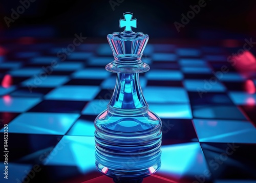 King chess piece on a chess board against a dark background photo