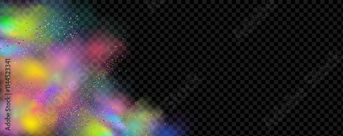 An explosion of colorful smoke clouds.Multicolor fog with blue and yellow particles.Explosions of color powder.