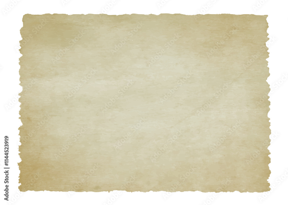 Fototapeta premium Old paper texture with torn ripped jagged edges. Vintage antique parchment background 
