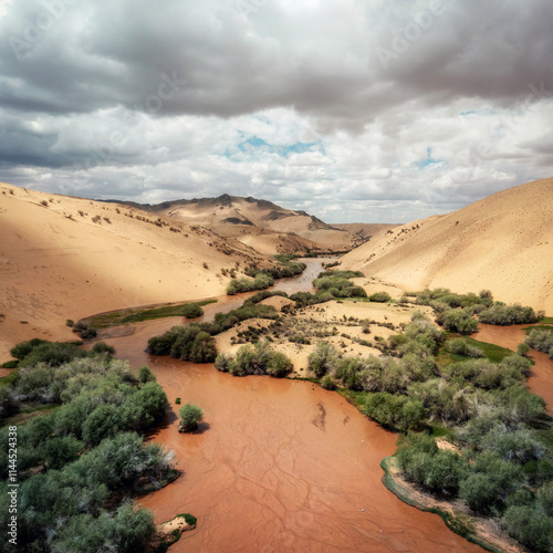 Gobi Desert and Lakes in Central Mongolia photo