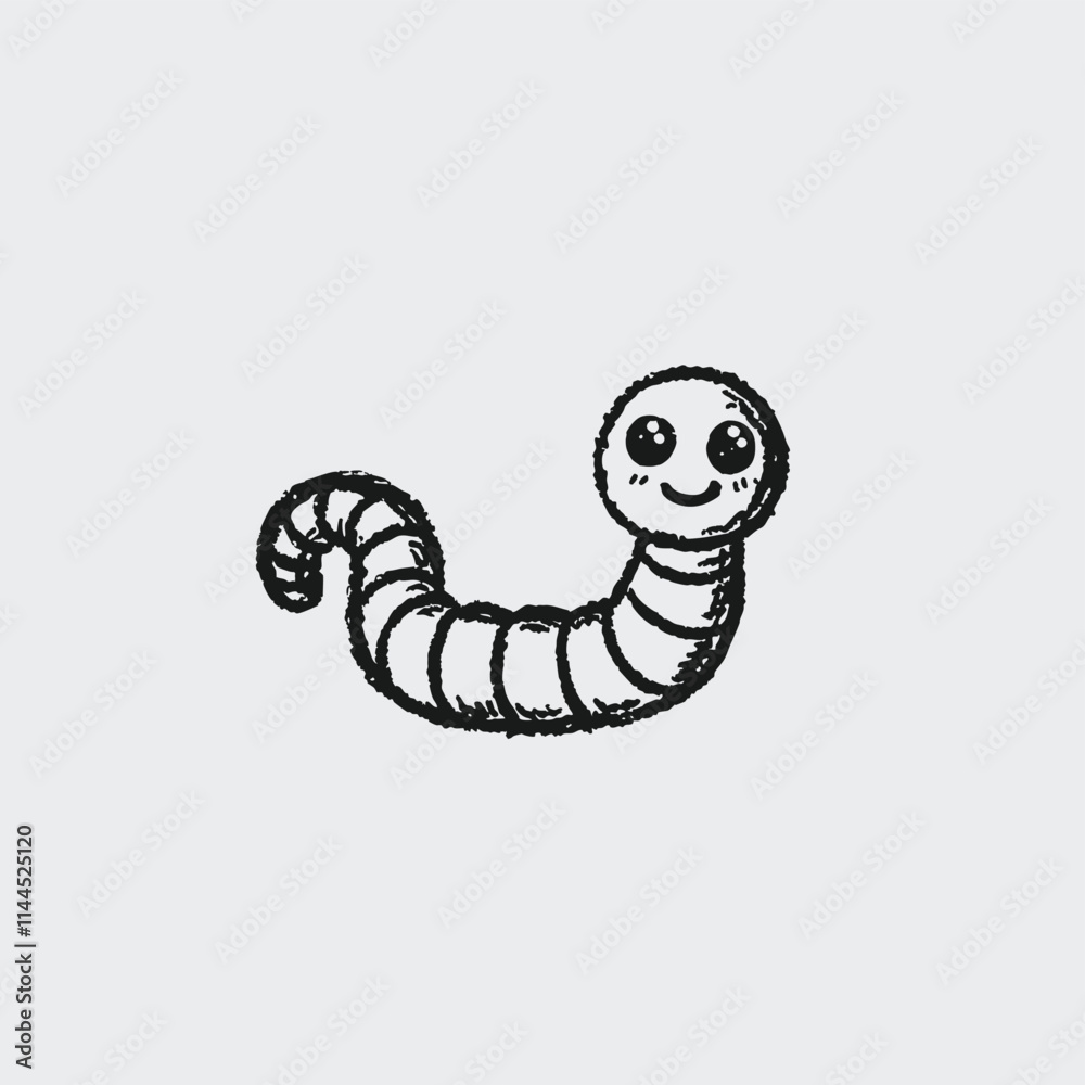 Fototapeta premium Cute Earthworm cartoon Vector Hand Drawn Illustration Isolated On Transparent Background