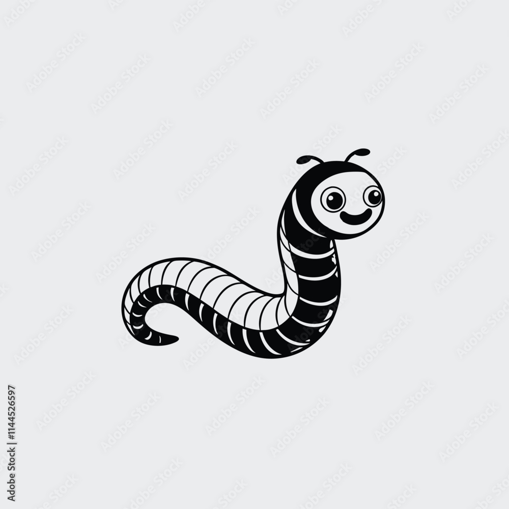 Fototapeta premium Earthworm is a cartoon character. Little pink earthworm isolated vector illustration.