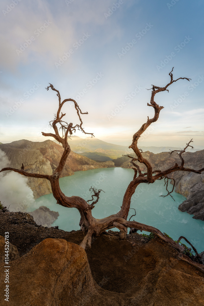 Mount Ijen Volcano on Java in Indonesia