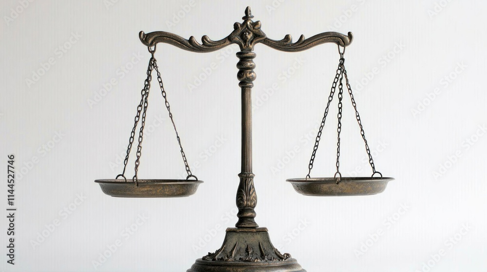 A close-up of two equal-sized scales, symbolizing justice and equality, with a neutral background A close-up of two equal-sized scales, symbolizing justice and equality, with a neutral background