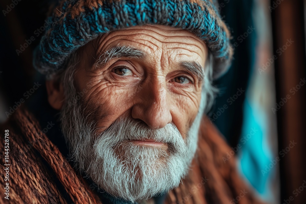 A close-up of an elderly man showcasing deep wisdom and experience. A close-up of an elderly man showcasing deep wisdom and experience.