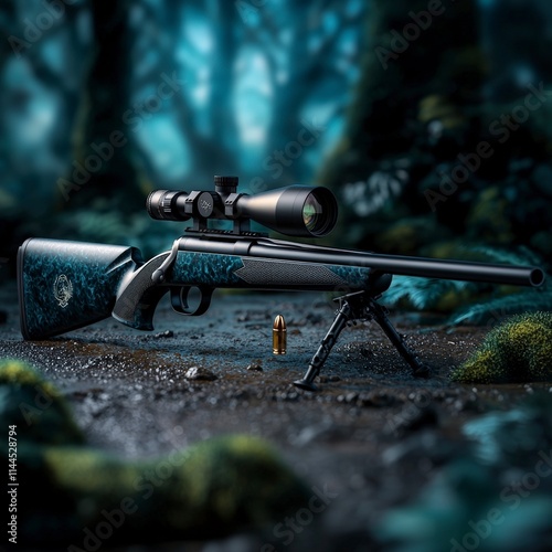 Hunting Rifle  Scope  Bullet  Forest  Camo  Outdoors  Nature  Dark  Moody  Tactical  Weapo photo