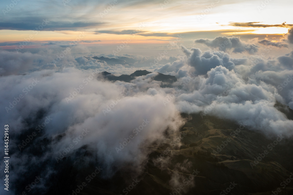 Over the Clouds along the slopes of a Volcano
