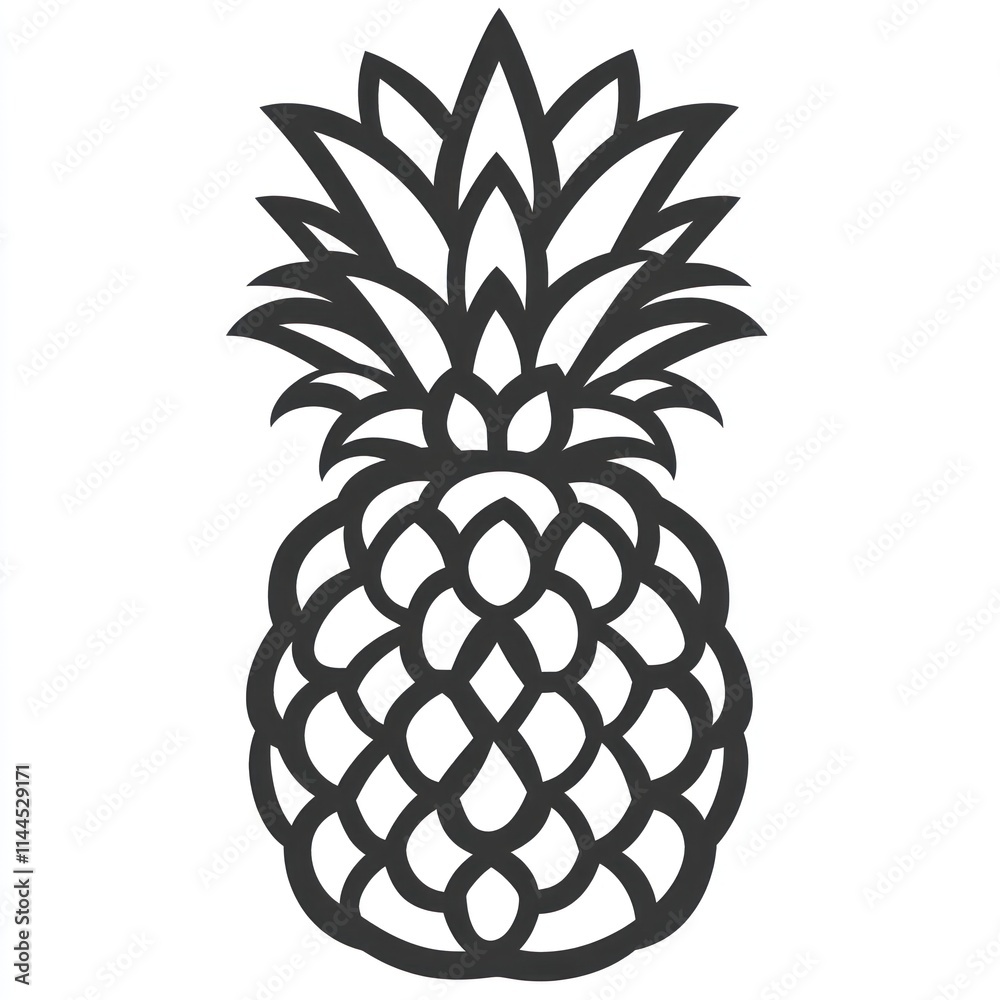 Obraz premium Line art illustration of a pineapple.