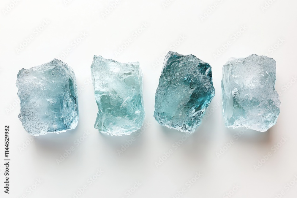 four blocks of translucent ice four blocks of translucent ice