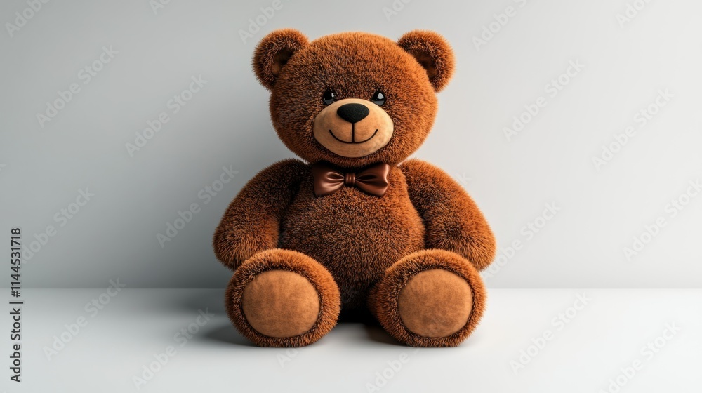 Obraz premium Cute brown teddy bear sitting on a plain surface.