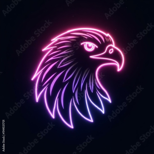 Wallpaper Mural A stunning illustration of falcon head icon in neon line black background Torontodigital.ca