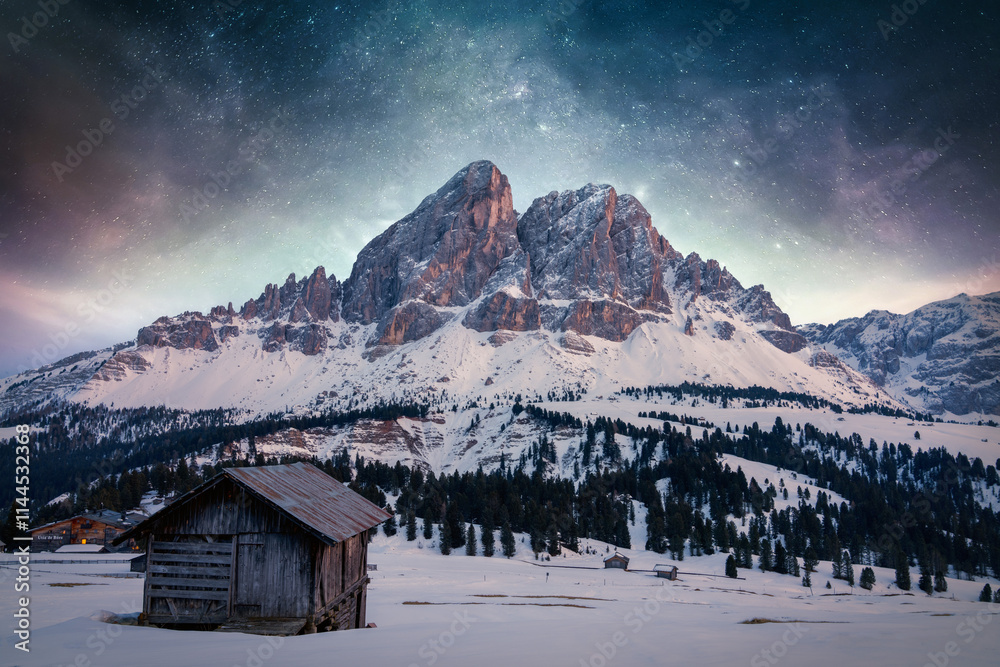 Milky Way the Dolomites Mountains in Northern Italy