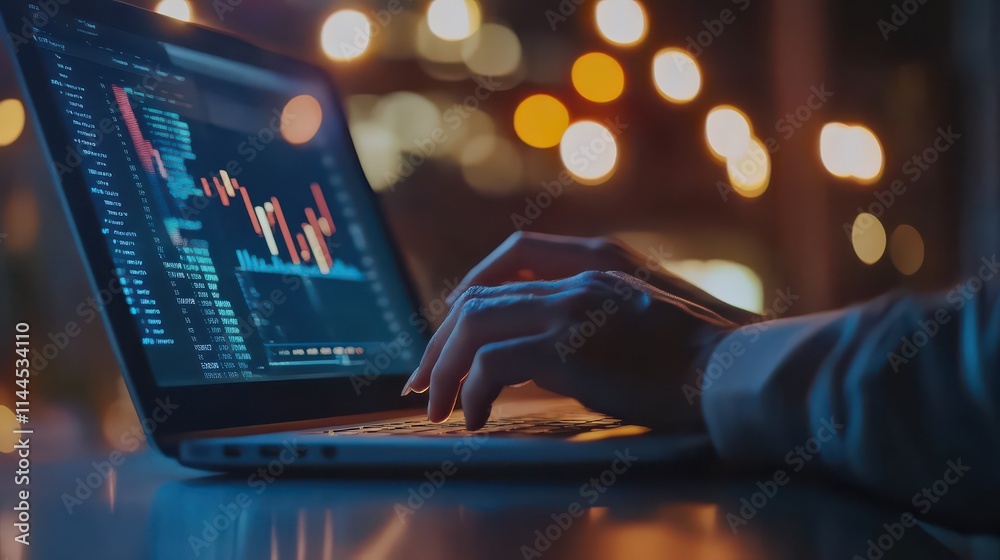 Businessman using laptop computer analyzing sales data and financial growth graph chart report. Business planning, strategy and development. Financial accounting. market research, data analysis Businessman using laptop computer analyzing sales data and financial growth graph chart report. Business planning, strategy and development. Financial accounting. market research, data analysis