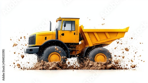 Powerful Yellow Dump Truck Off Road Construction Heavy Machinery Earthmoving Mining