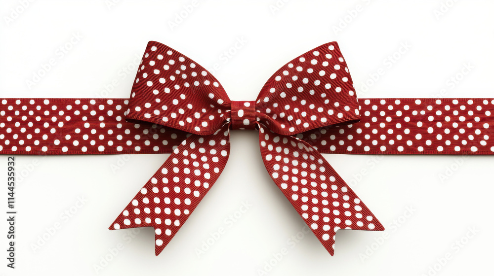 Gift and Decoration, charming red ribbon bow with white polka dots, perfect for gifts and decorations Gift and Decoration, charming red ribbon bow with white polka dots, perfect for gifts and decorations