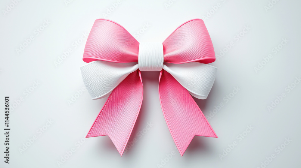 Gift and Decoration, Luxurious pink and white ribbon bow, perfect for gifts and decorations Gift and Decoration, Luxurious pink and white ribbon bow, perfect for gifts and decorations