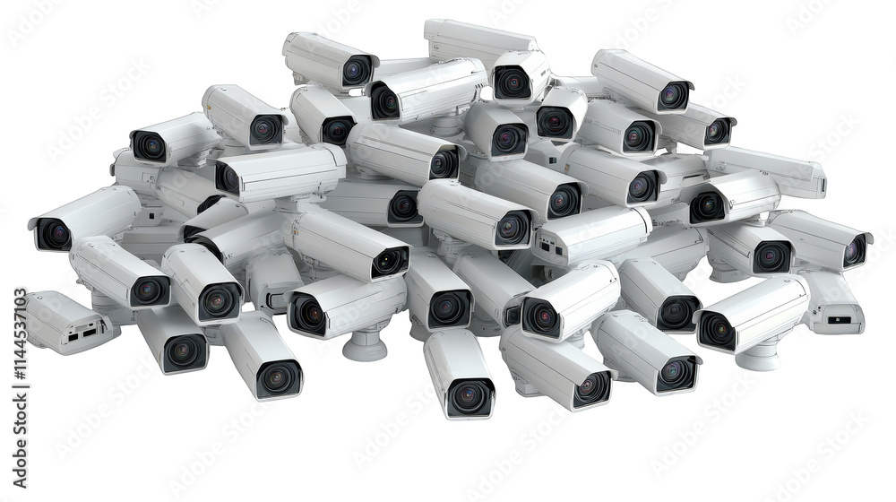 A collection of white cameras, stack of photographic equipment ready for capturing moments A collection of white cameras, stack of photographic equipment ready for capturing moments