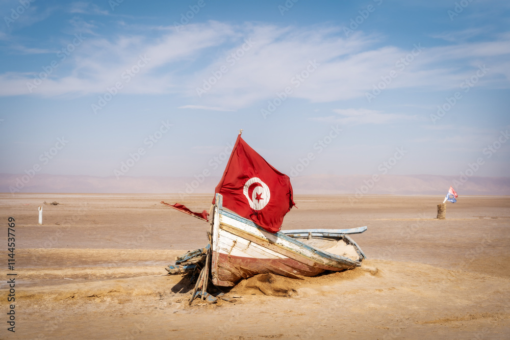 Lake Zarzis in Southern Tunisia dry Lake