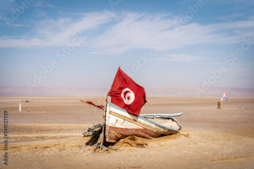 Obraz na płótnie Lake Zarzis in Southern Tunisia dry Lake w salonie