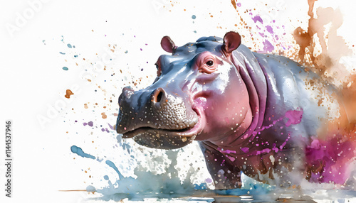 Lively hippo portrait photo