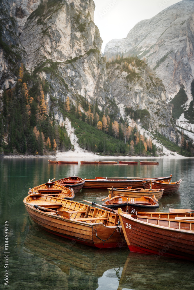 Lago di Braies in the Dolomites, Italy