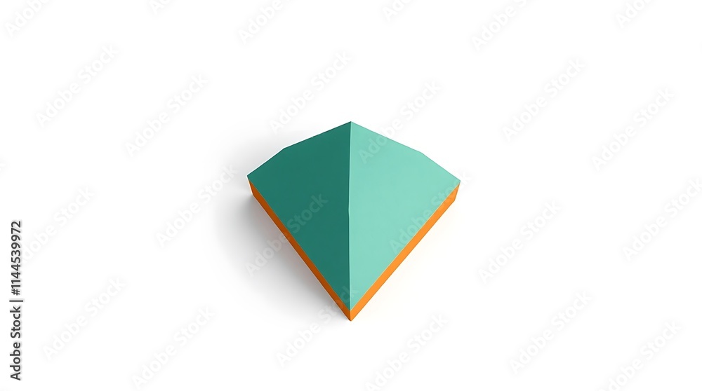 Teal and Orange Geometric Pyramid: A Minimalist Digital Artwork Teal and Orange Geometric Pyramid: A Minimalist Digital Artwork