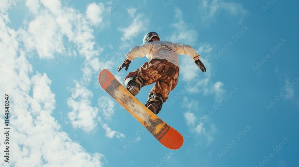An extreme close-up of a professional athlete performing a high-flying stunt during an extreme sports competition