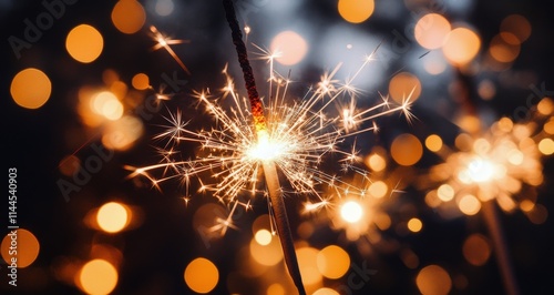 Sparkling celebration with bright lights and colorful bokeh during nighttime ...