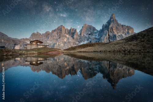 Passo Rolle in the Dolomites, Italy photo