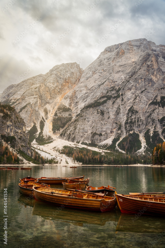 Lago di Braies in the Dolomites, Italy