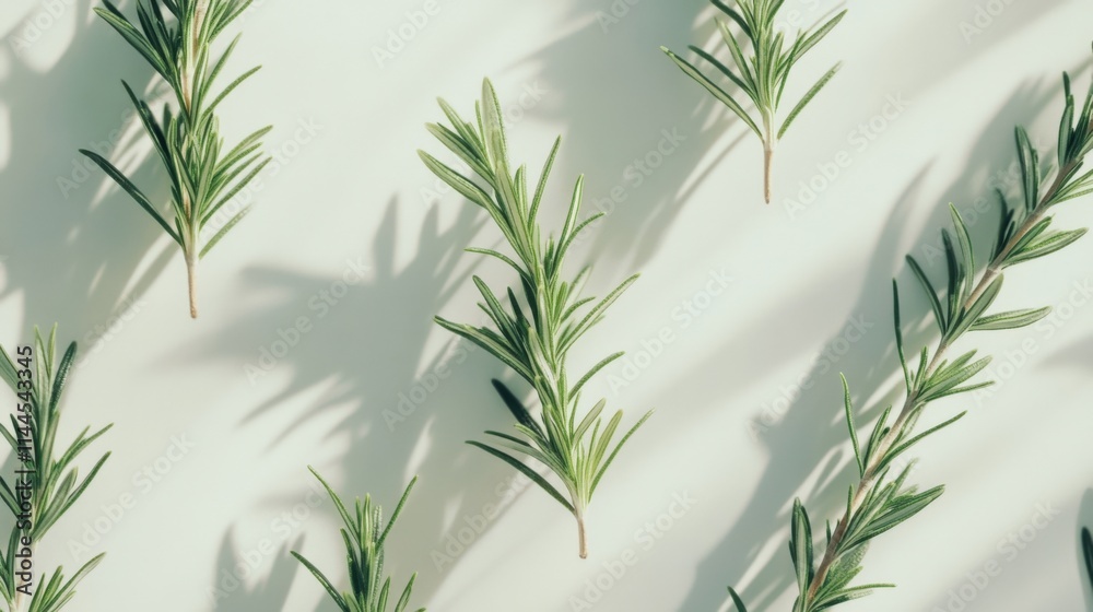 Fototapeta premium fresh rosemary sprigs on white background