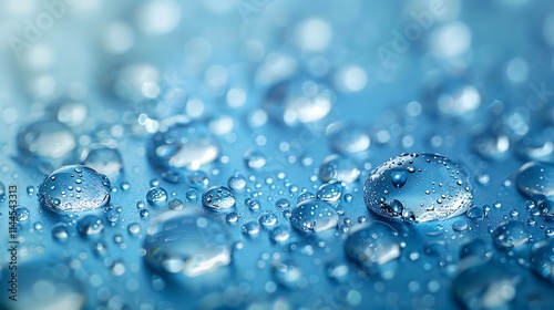 Wallpaper Mural Smooth surface with radiant water droplets in precise macro view glowing against light blue background Torontodigital.ca