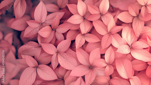 A close-up of soft pink leaves overlapping, creating a delicate and serene natural pattern.