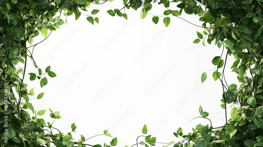 Jungle liana vine frame. Tropical forest plant branch. Isolated hanging wild rainforest twisted climbing leaves. Exotic botanical decorative round border. Greenery foliage root art for menu cartoon Jungle liana vine frame. Tropical forest plant branch. Isolated hanging wild rainforest twisted climbing leaves. Exotic botanical decorative round border. Greenery foliage root art for menu cartoon