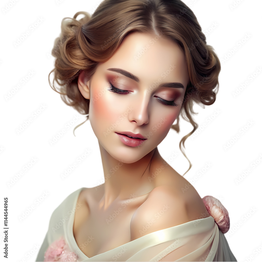 Charming lady refined female figure soft pastel on transparent background Charming lady refined female figure soft pastel on transparent background