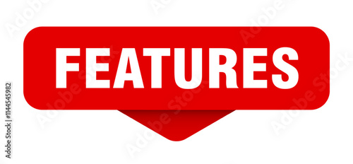 FEATURES banner, sticker, label, button