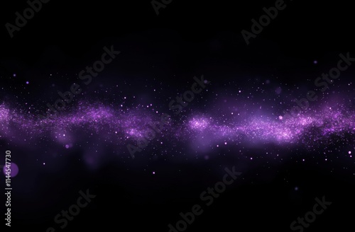 Glittering purple galaxy particles on a black background