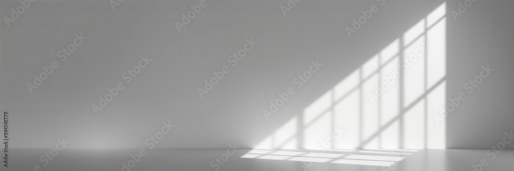 Obraz premium Realistic shadow effect casting on blank wall for graphic design project, light, innovation, geometric