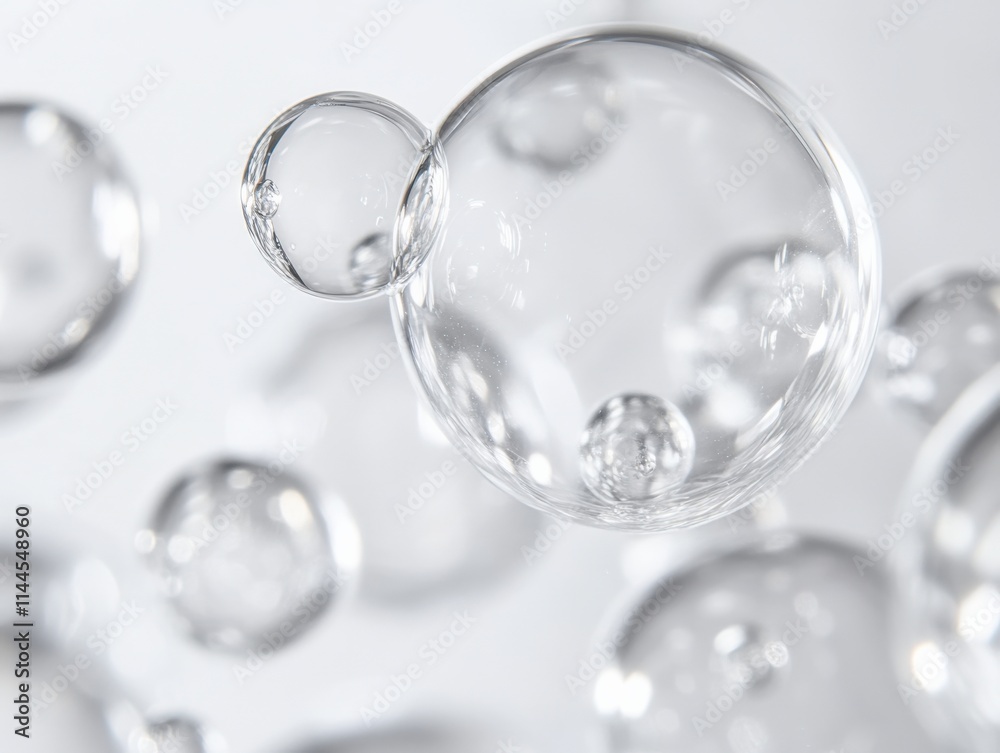 clear bubbles floating on white background clear bubbles floating on white background