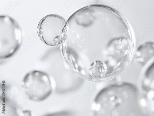 Wallpaper Mural clear bubbles floating on white background Torontodigital.ca