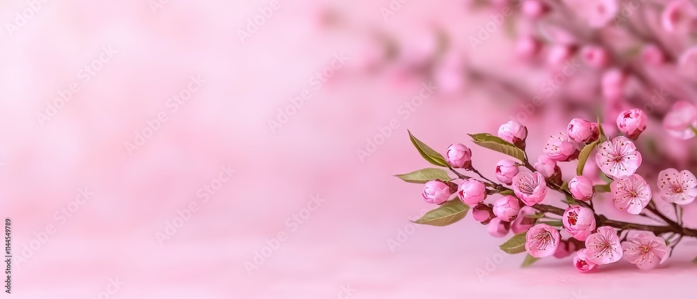 Fototapeta premium Delicate Pink Blossoms Spring Flowers Nature Background Floral Design