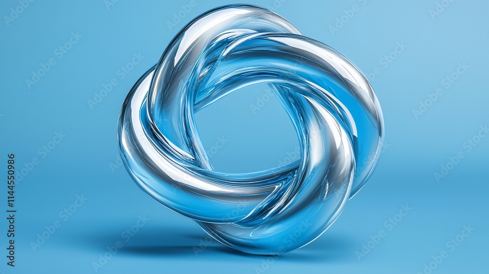 Abstract chrome knot on blue background. Abstract chrome knot on blue background.