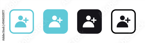 user icon set. profile with plus, add user icon symbol sign. vector illustration