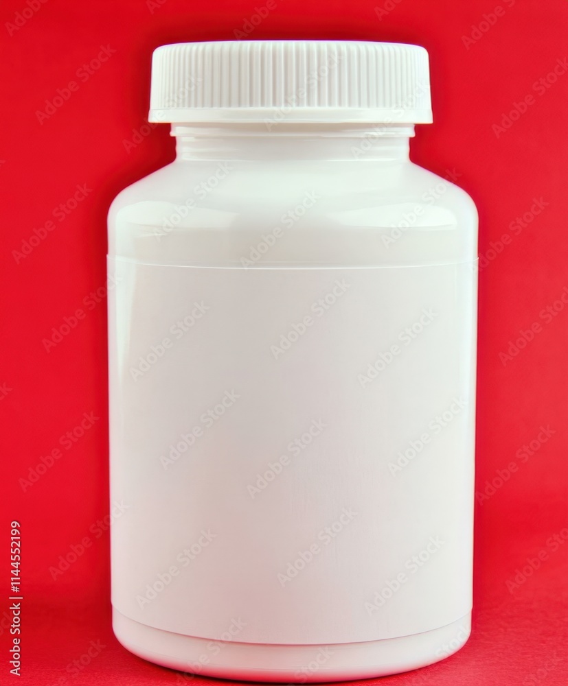 Blank White Container Against Bold Red Backdrop for Versatile Product Branding Blank White Container Against Bold Red Backdrop for Versatile Product Branding