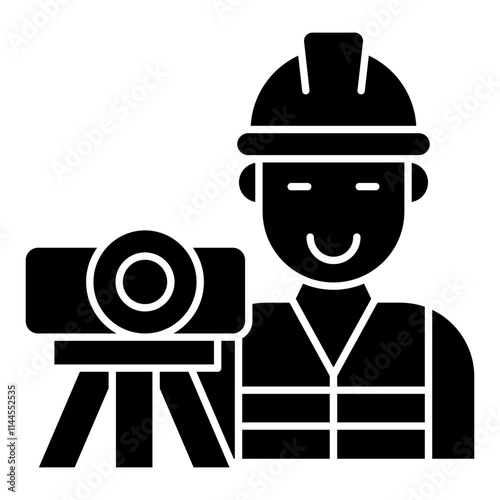 Avatar wearing hard hat, icon of engineer