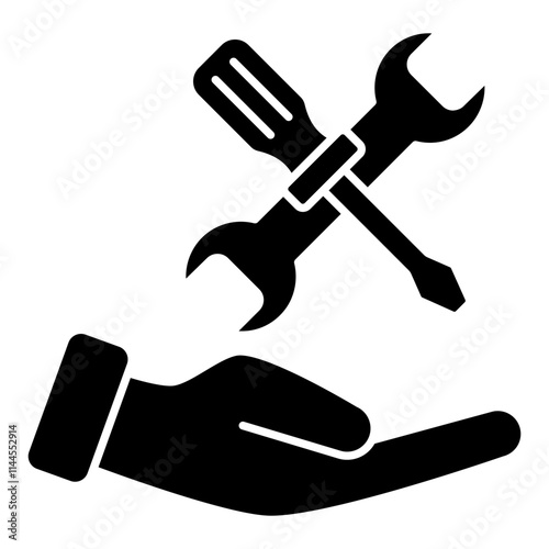 Screwdriver with spanner denoting concept of repair tools