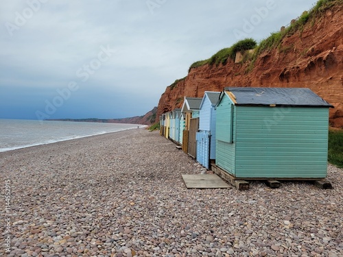 Beach huts in Budleigh Salterton photo