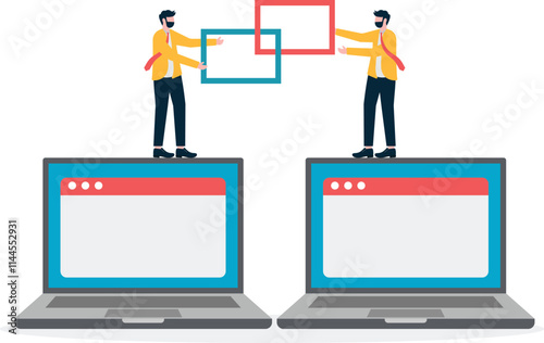Business backlink for building websites for search engine optimization. Illustration For Wallpaper, Banner, Background, Book Illustration, And Web Landing Page.
