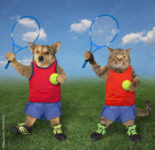 Cat and dog are tennis players 2