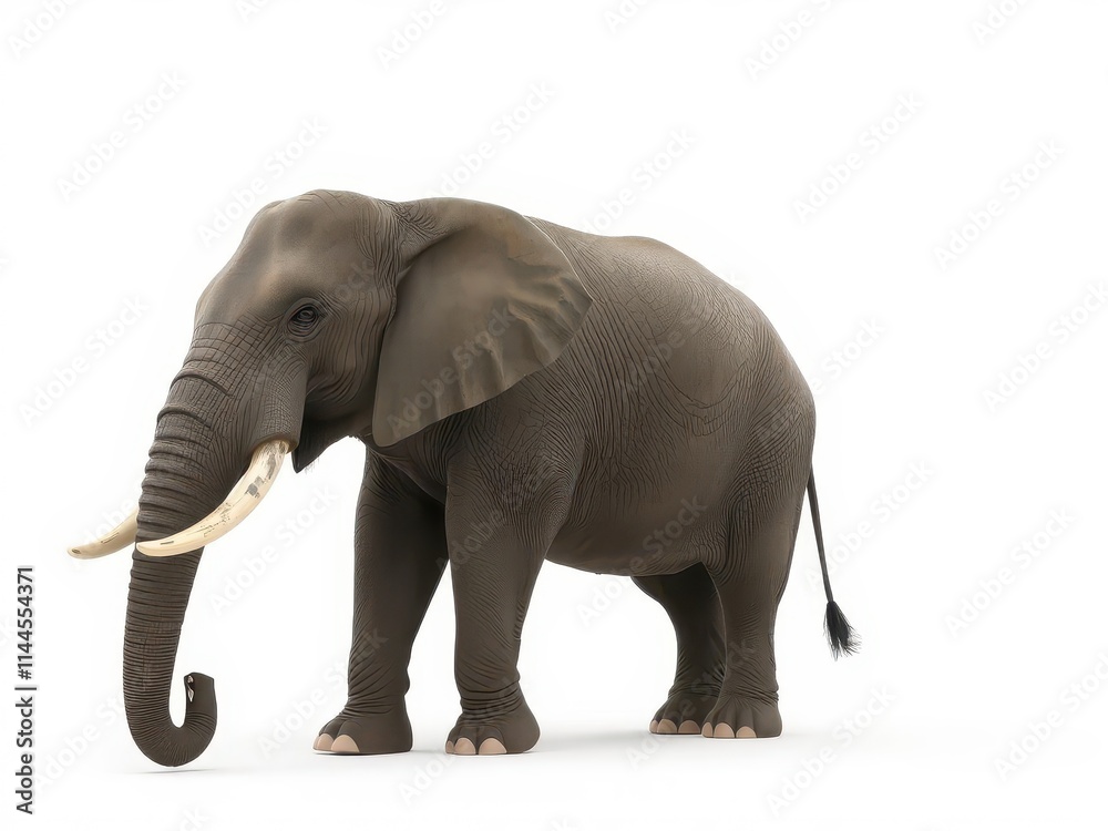 Obraz premium A large elephant isolated on a pure white background, elephant photography, picture